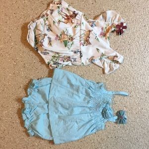 Adorable Bambi romper and blue dress 0-3 months